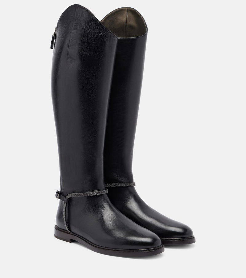 Brunello Cucinelli Monili leather knee-high boots
