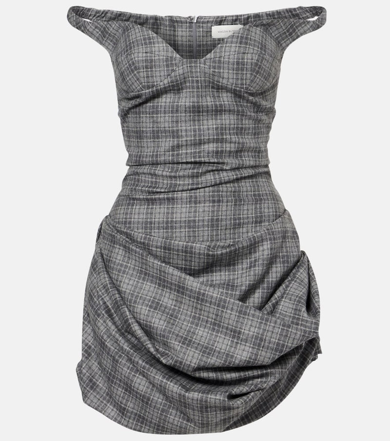 Magda Butrym Ruched off-shoulder wool-blend bustier dress