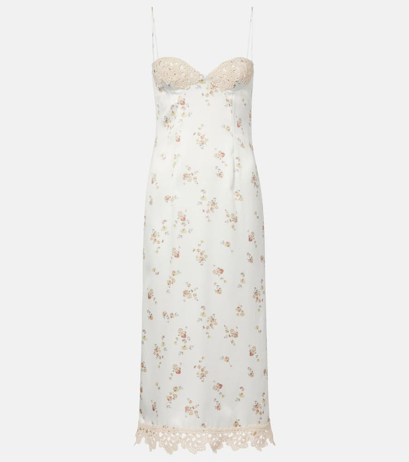 Magda Butrym Floral crochet-trimmed silk slip dress