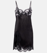 Dolce & Gabbana Lace-trimmed silk-blend satin slip dress