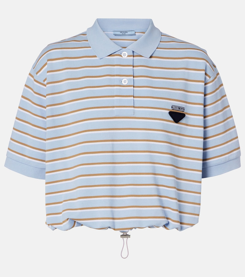 Prada Striped cotton pique polo shirt