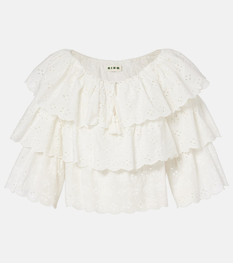 Rixo Broderie anglaise tiered cotton top