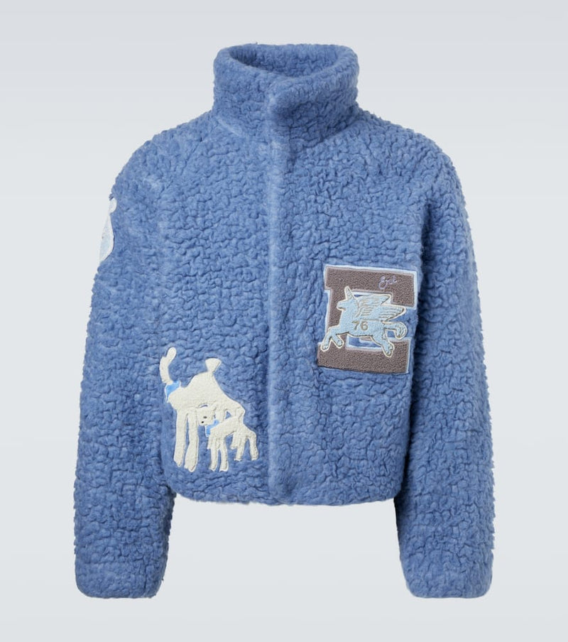 ERL Patch-applique wool-blend fleece jacket