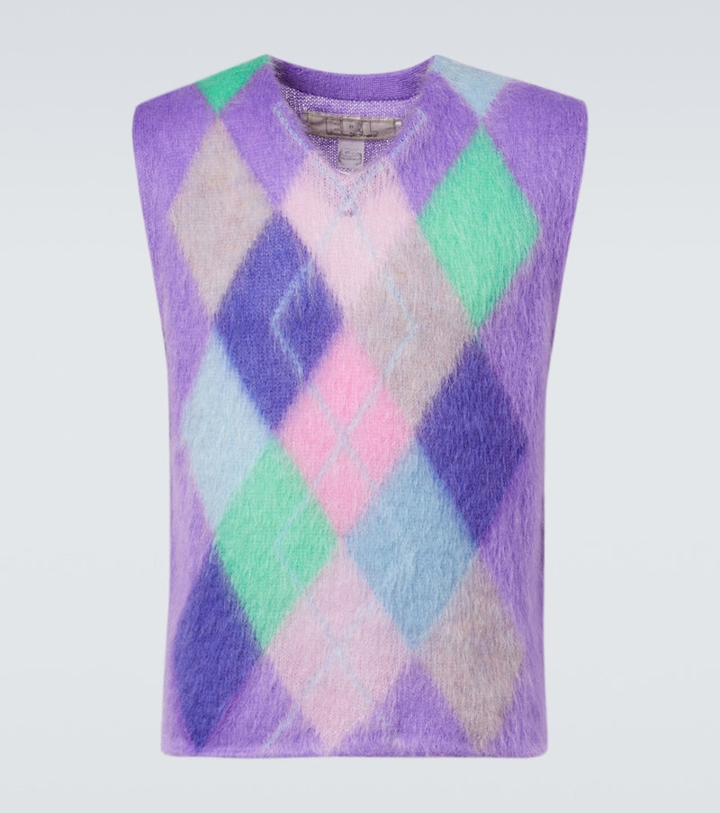 ERL Checked mohair-blend sweater vest
