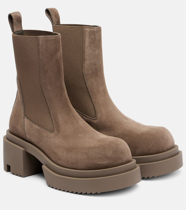 Rick Owens Beatle suede platform Chelsea boots