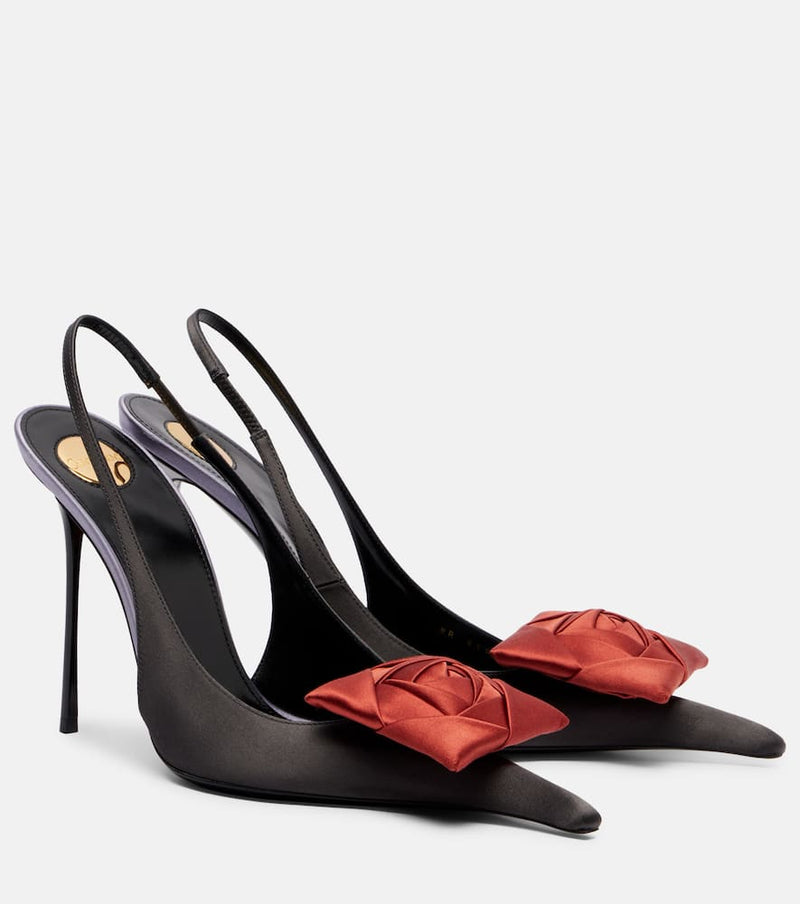Saint Laurent Amalia 110 crepe satin slingback pumps