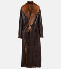 Magda Butrym Shearling-lined leather wrap coat