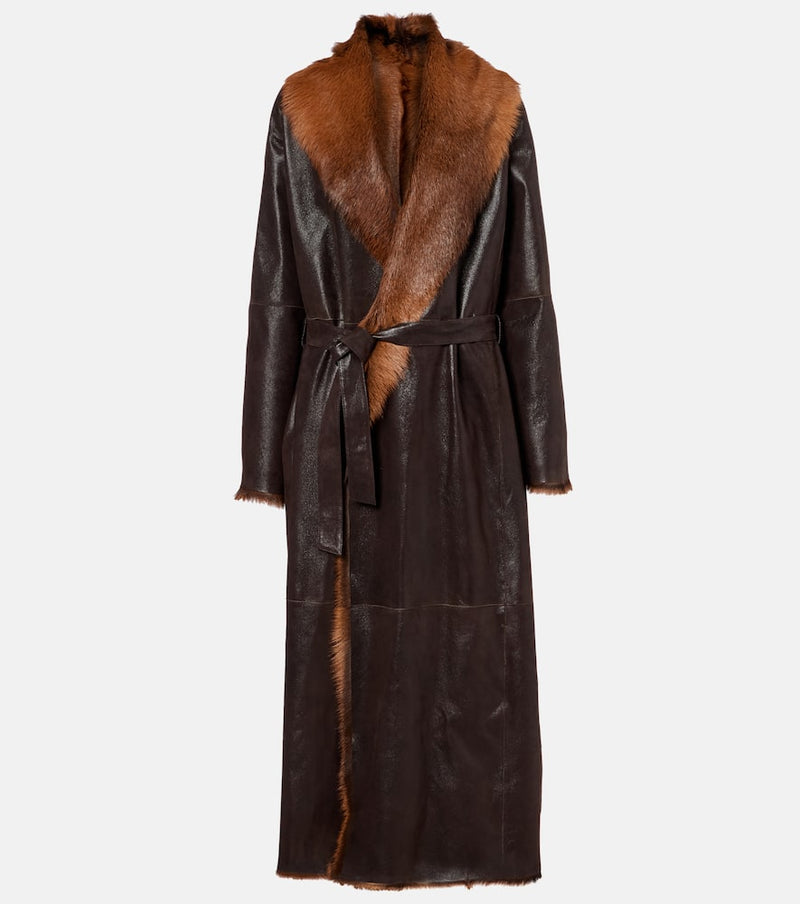 Magda Butrym Shearling-lined leather wrap coat