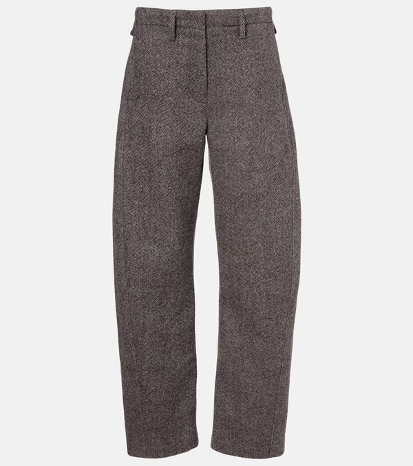 Magda Butrym Low-rise herringbone wool-blend barrel-leg pants