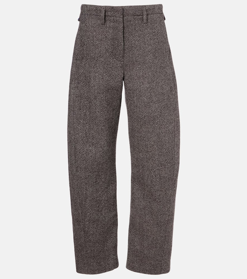 Magda Butrym Low-rise herringbone wool-blend barrel-leg pants