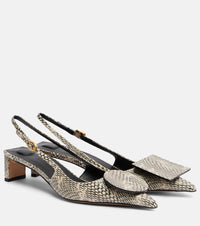 Jacquemus Duelo snake-effect leather slingback pumps