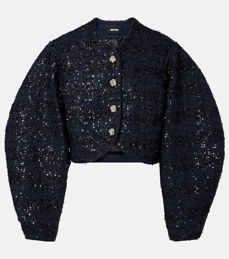 Rotate Sequined cropped boucle jacket