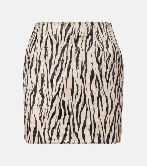 Rotate Zebra-print cotton-blend miniskirt