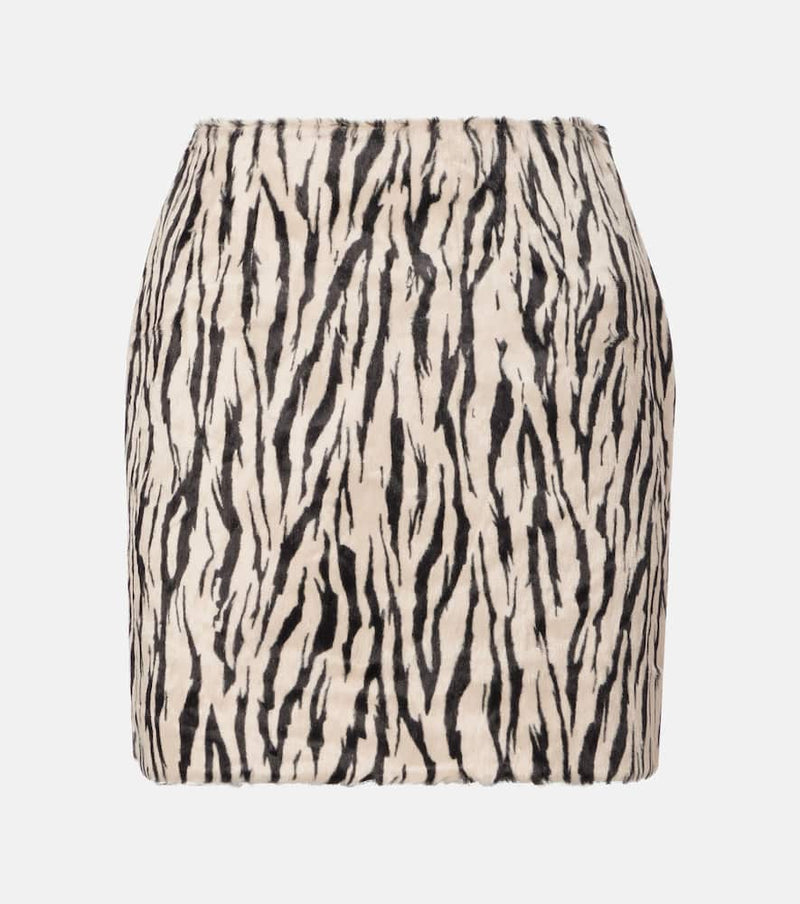 Rotate Zebra-print cotton-blend miniskirt
