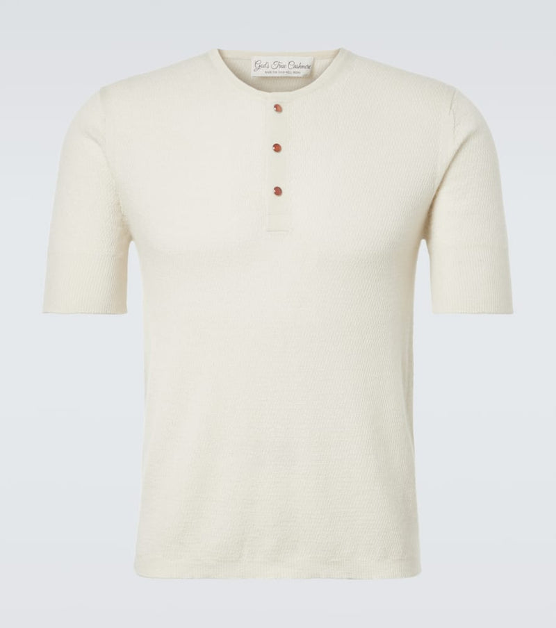 God's True Cashmere Cashmere Henley shirt with carnelian