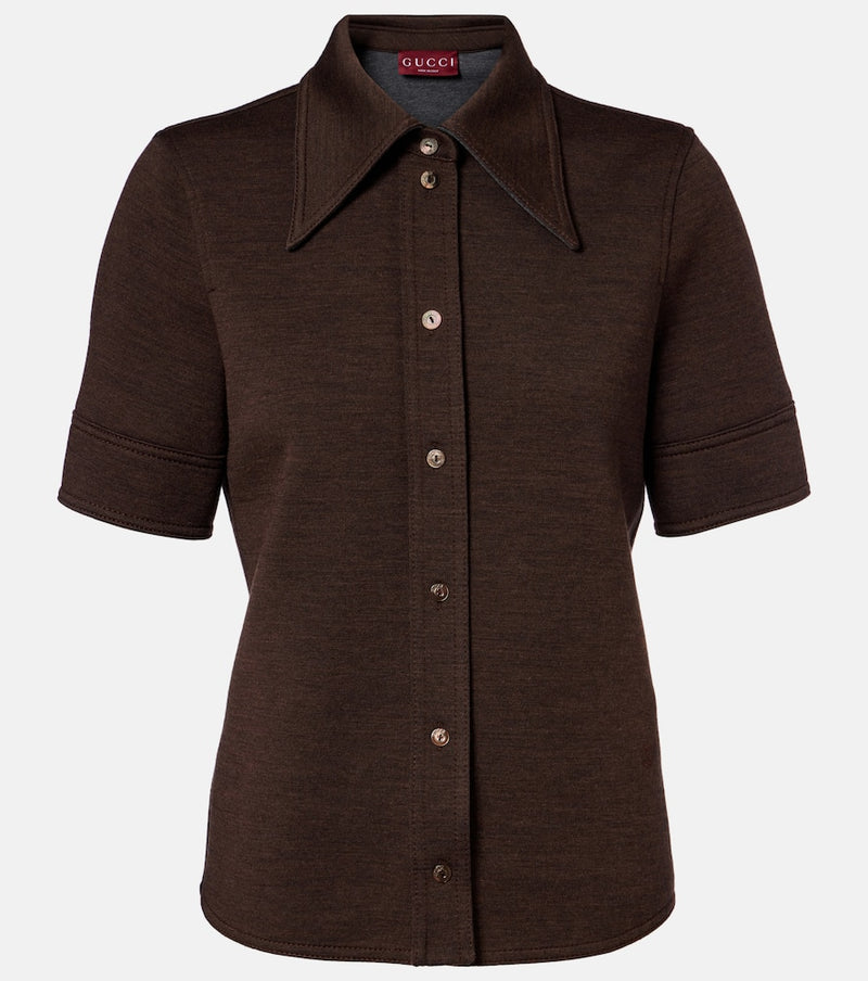 Gucci Wool And Cotton-Blend Shirt Brown
