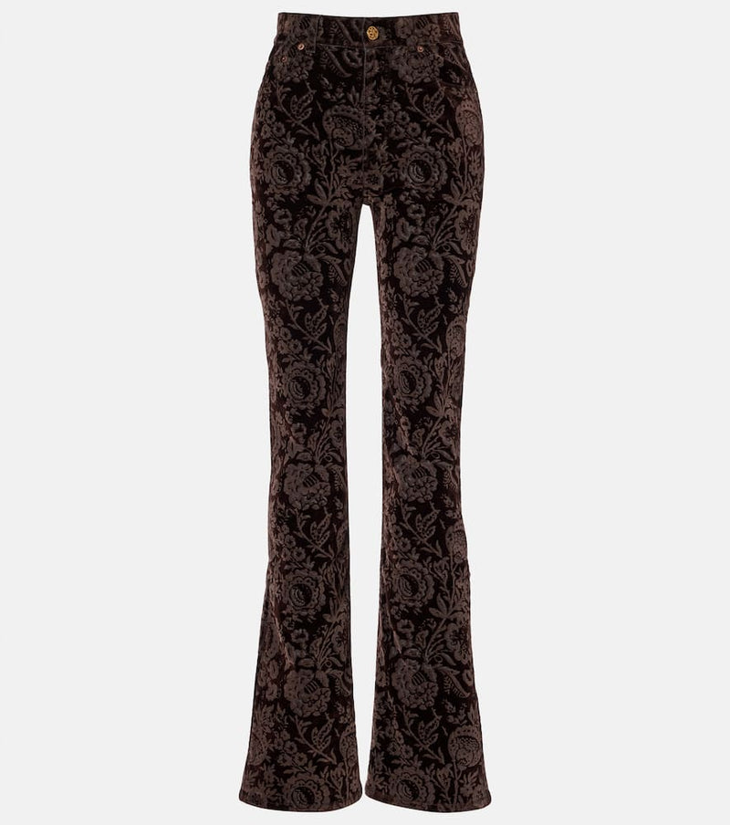 Chloe Floral high-rise velvet straight pants