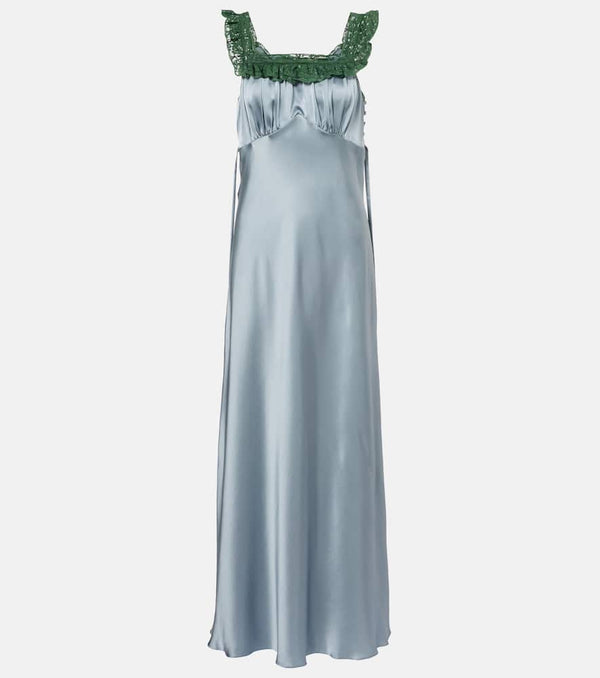 Chloe Lace-trimmed silk satin maxi dress