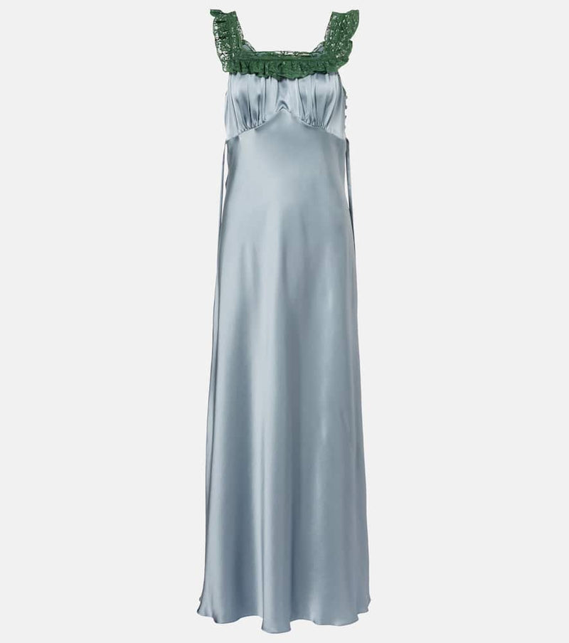 Chloe Lace-trimmed silk satin maxi dress