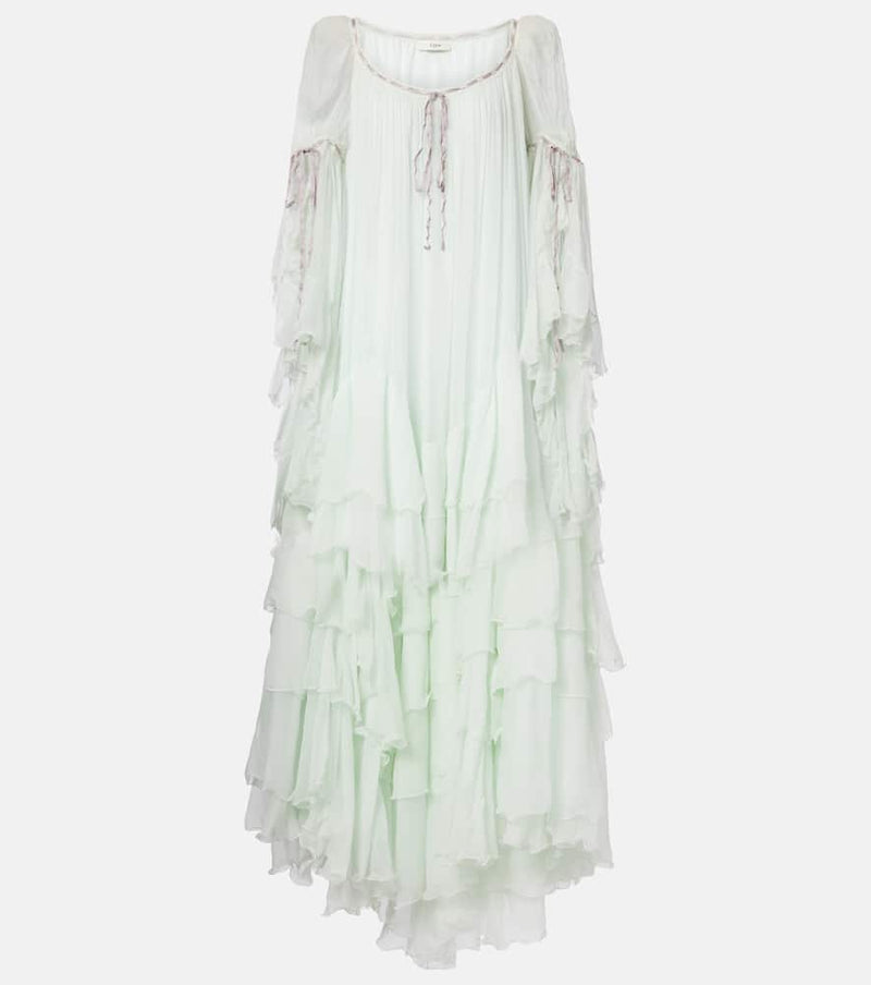 Chloe Ruffled tiered silk muslin gown