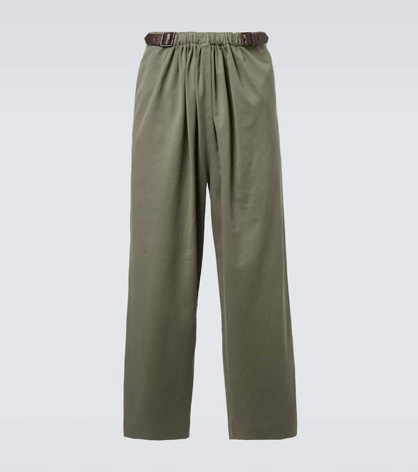 Loewe Belted cotton satin straight pants