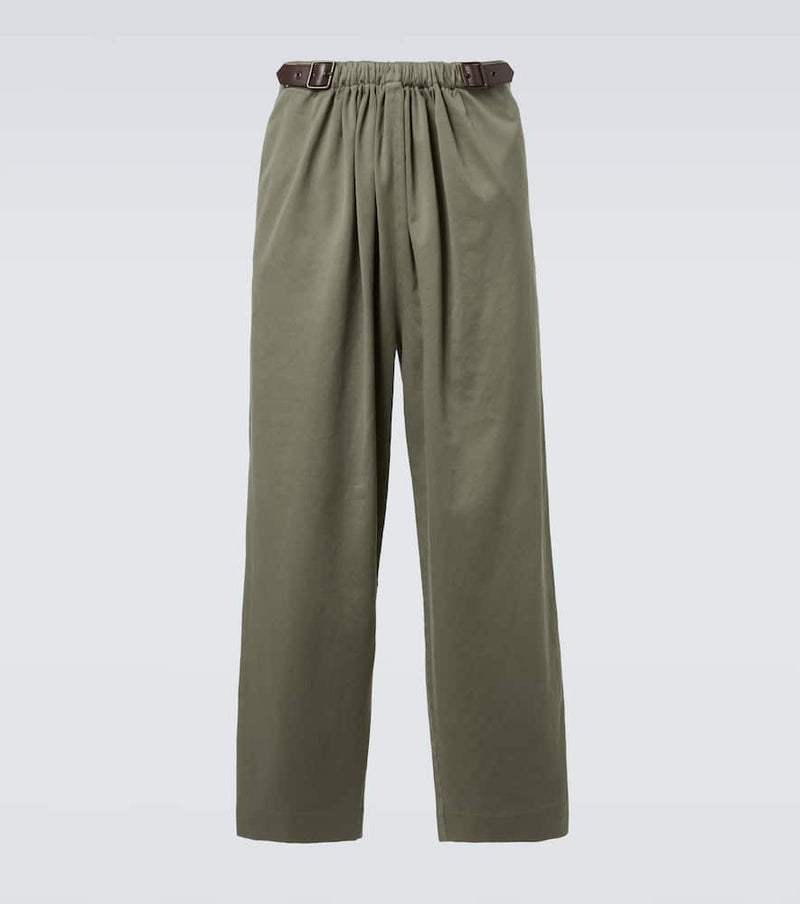 Loewe Belted cotton satin straight pants