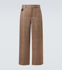 Loewe Checked wool tweed barrel-leg pants