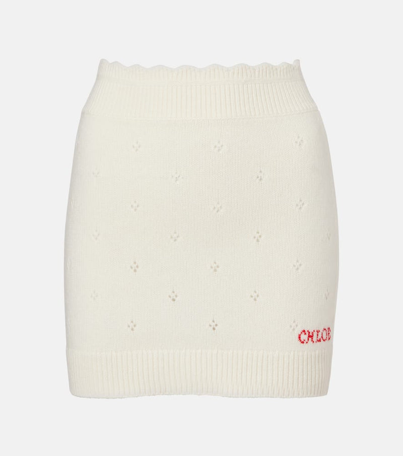 Chloe Pointelle wool and cashmere miniskirt