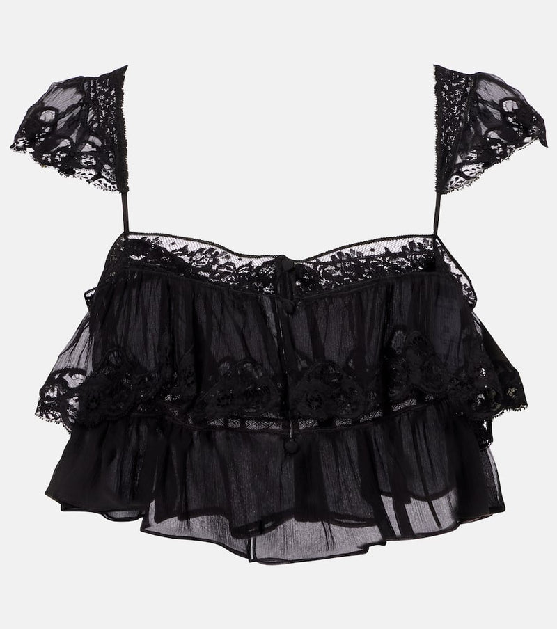 Chloe Lace-trimmed silk muslin bra top