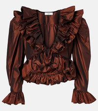 Chloe Ruffled silk crop top