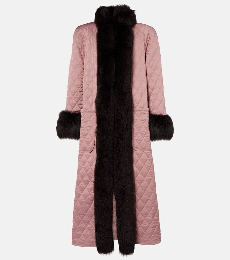 Chloe Quilted shearling-trimmed satin coat