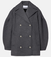 Ganni Oversized wool-blend peacoat