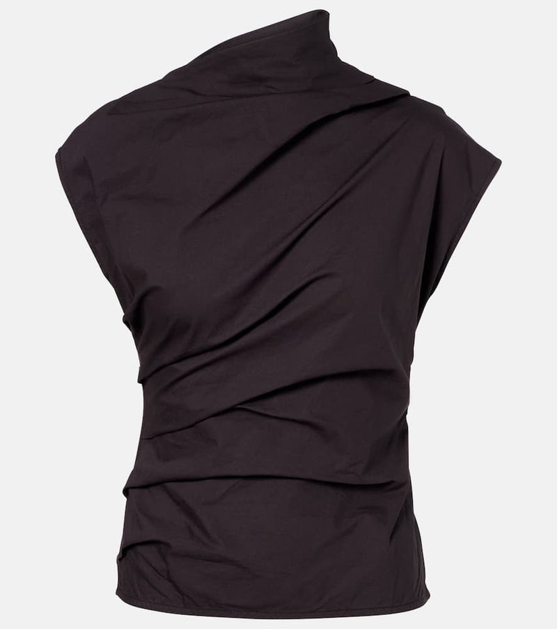 Ganni Ruched cotton-blend top