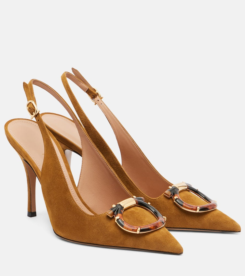 Ferragamo Sara suede slingback pumps