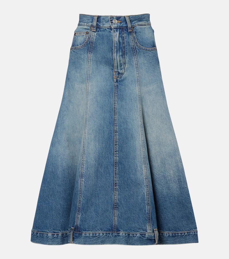 Victoria Beckham Denim Midi Skirt Blue