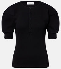 Victoria Beckham Cotton-blend Henley shirt