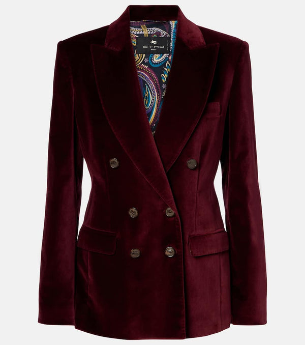 Etro Double-breasted cotton velvet blazer