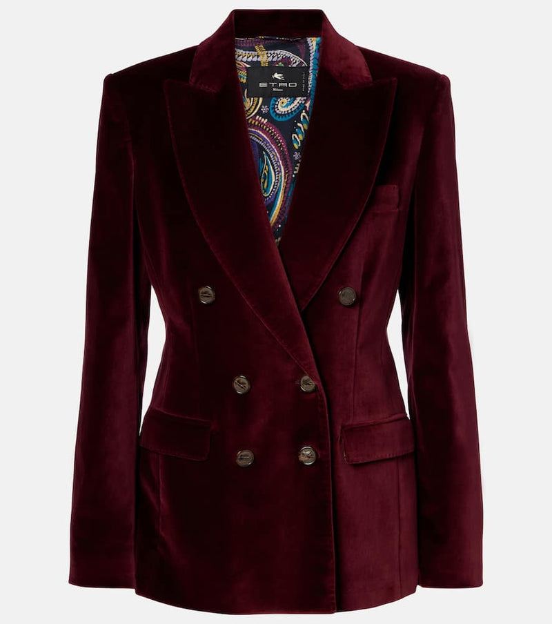 Etro Double-breasted cotton velvet blazer