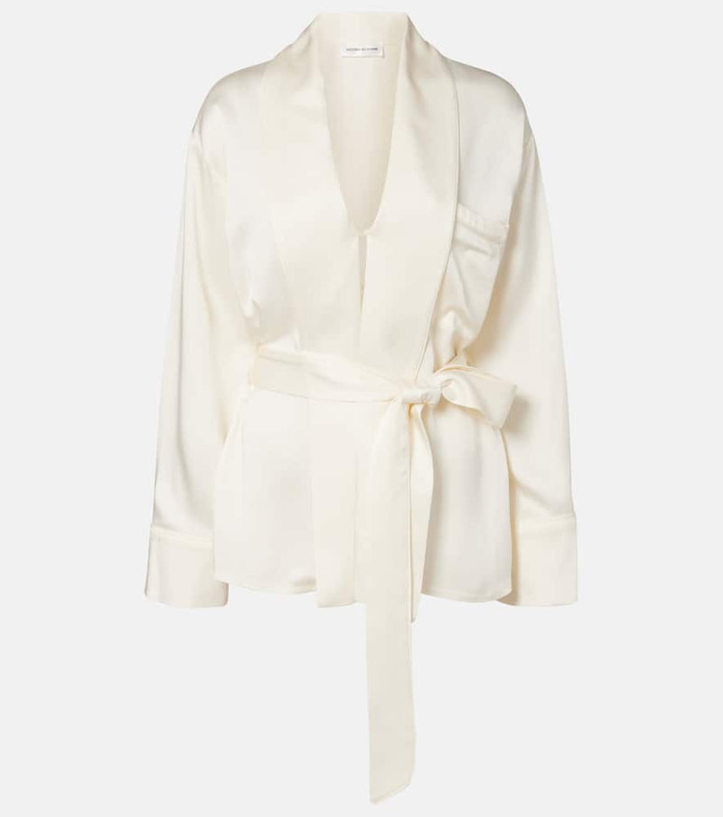 Victoria Beckham Belted satin wrap top