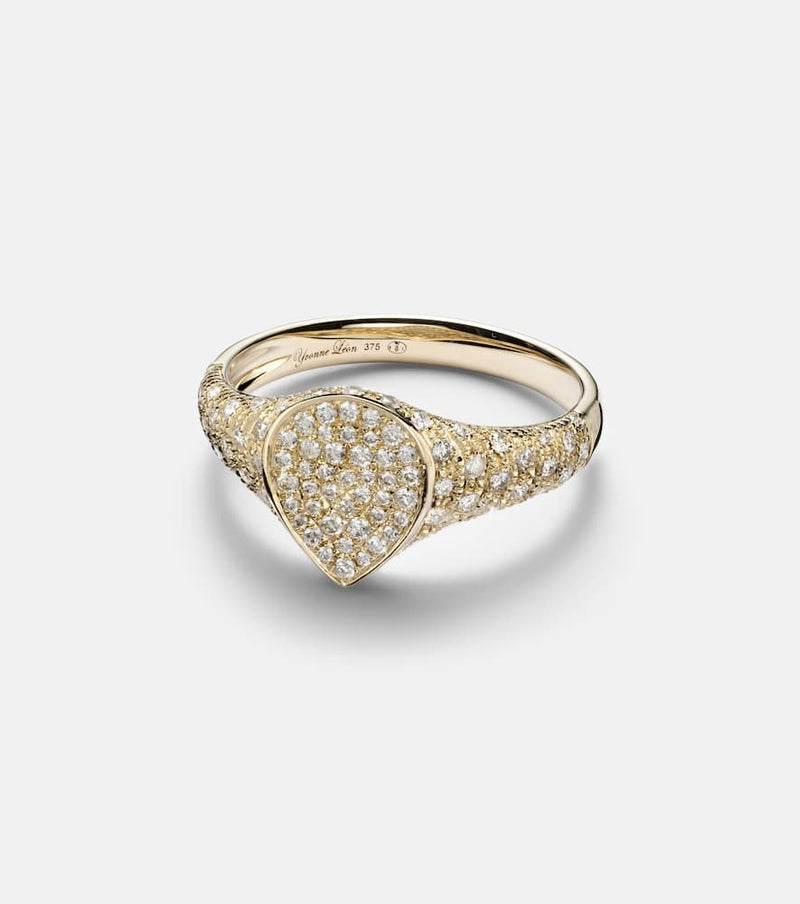 Yvonne Leon Mini 9kt gold ring with diamonds
