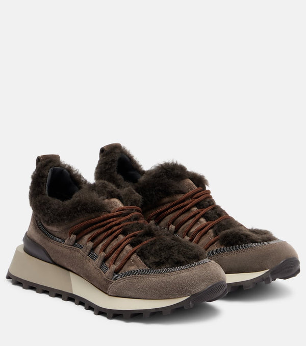 Brunello Cucinelli Shearling-lined suede low-top sneakers