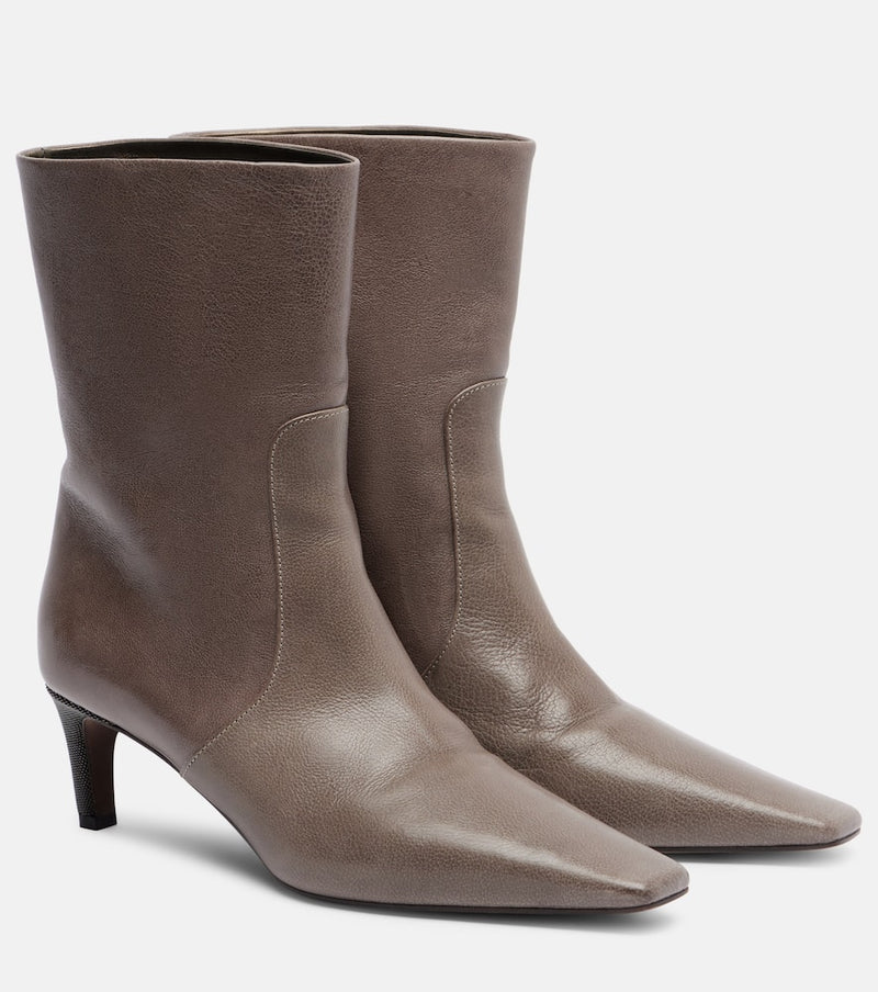 Brunello Cucinelli Monili leather ankle boots