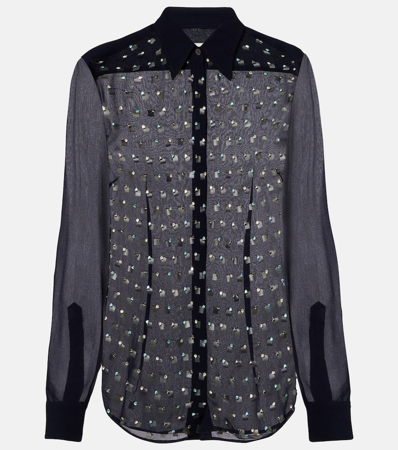 Dries Van Noten Crystal-embellished sheer shirt
