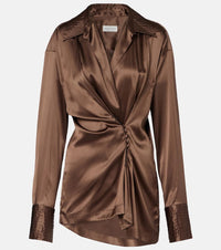 Dries Van Noten Draped silk-blend shirt