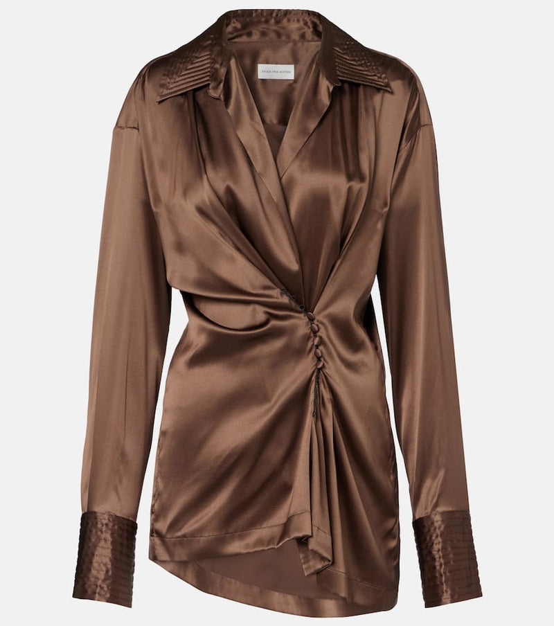 Dries Van Noten Draped silk-blend shirt