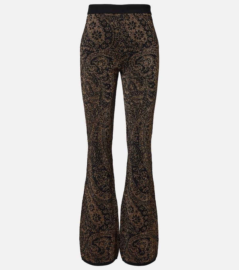 Etro Paisley wool-blend lame flared pants