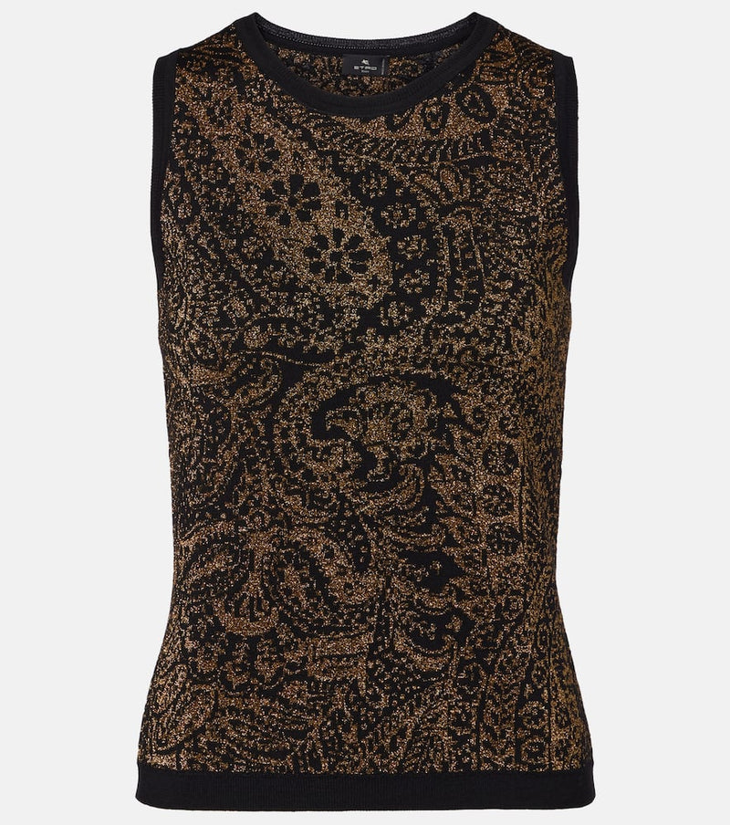 Etro Paisley wool-blend lame tank top