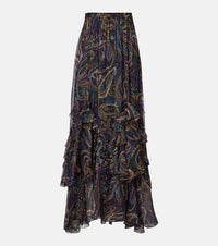 Etro Paisley plisse silk-blend maxi skirt