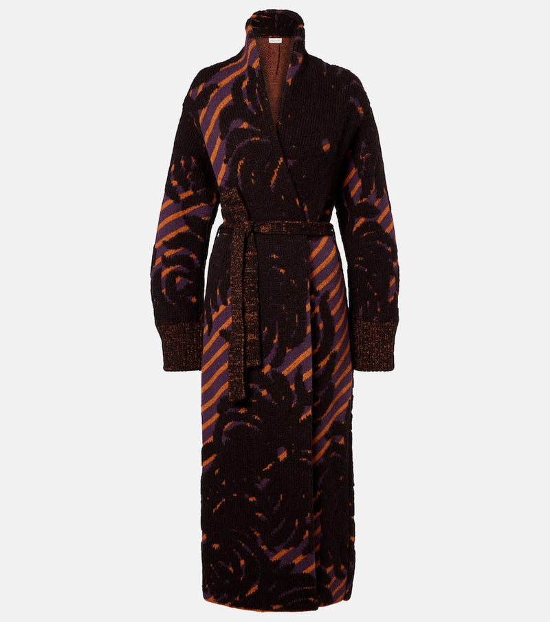 Dries Van Noten Wool and alpaca-blend jacquard wrap coat