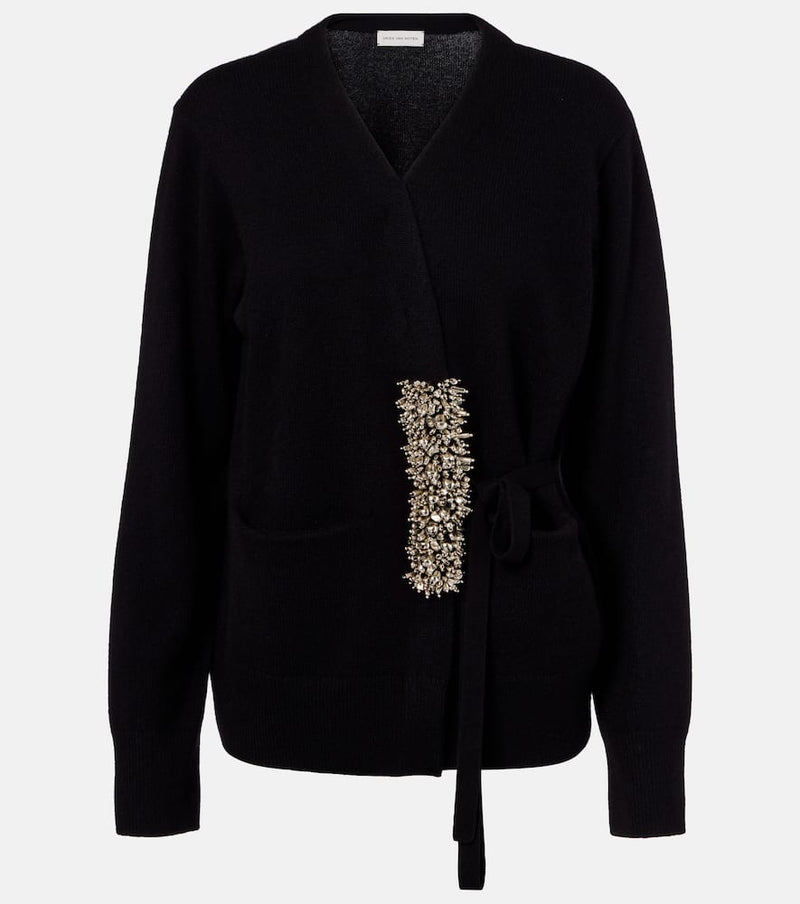 Dries Van Noten Embellished cashmere wrap cardigan